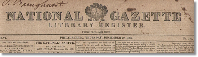 1825 National Gazette and Literary Register